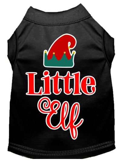 Little Elf Screen Print Dog Shirt Black Lg