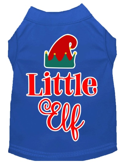 Little Elf Screen Print Dog Shirt Blue Lg