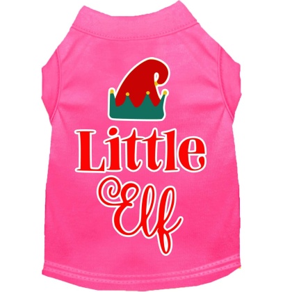 Little Elf Screen Print Dog Shirt Bright Pink Lg