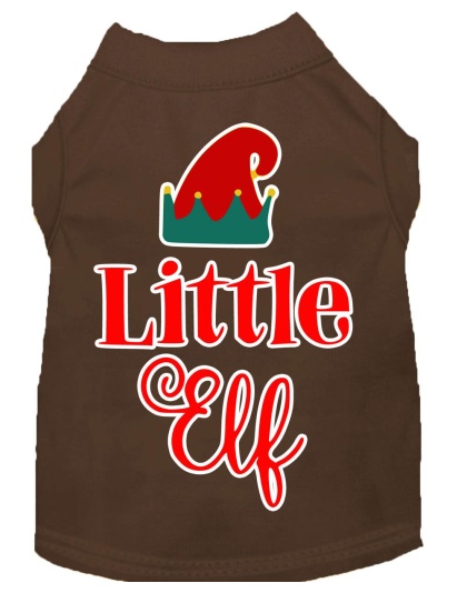 Little Elf Screen Print Dog Shirt Brown Lg