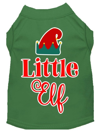 Little Elf Screen Print Dog Shirt Green Lg