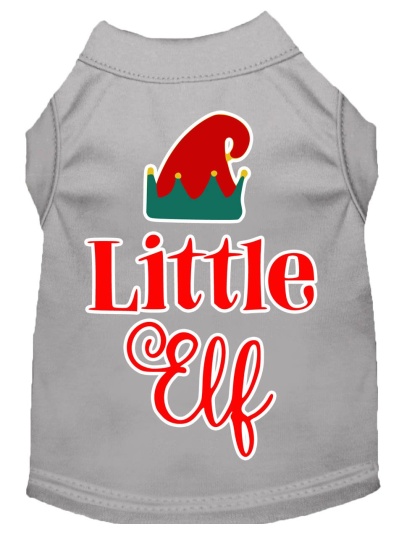 Little Elf Screen Print Dog Shirt Grey Lg