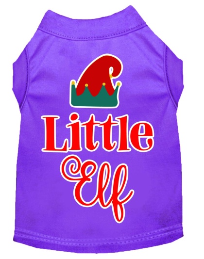 Little Elf Screen Print Dog Shirt Purple Lg