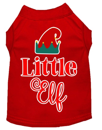 Little Elf Screen Print Dog Shirt Red Lg