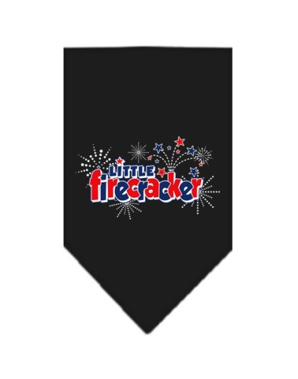 Little Firecracker Screen Print Bandana Black Large