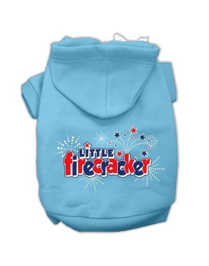 Little Firecracker Screen Print Pet Hoodies Baby Blue L