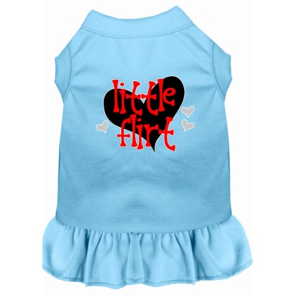 Little Flirt Screen Print Dog Dress Baby Blue 4X