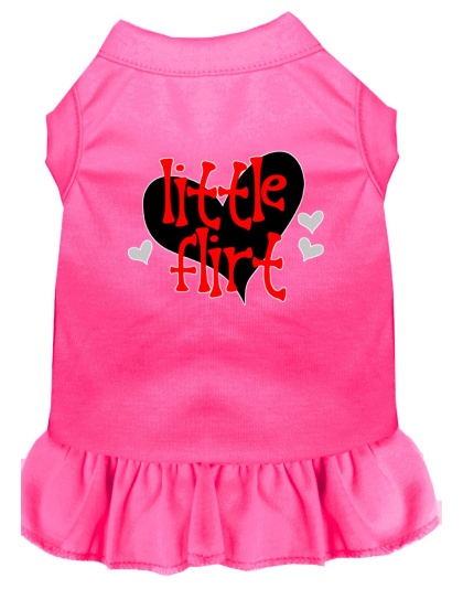 Little Flirt Screen Print Dog Dress Bright Pink 4X