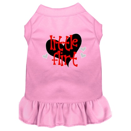 Little Flirt Screen Print Dog Dress Light Pink 4X