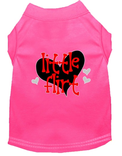 Little Flirt Screen Print Dog Shirt Bright Pink Lg