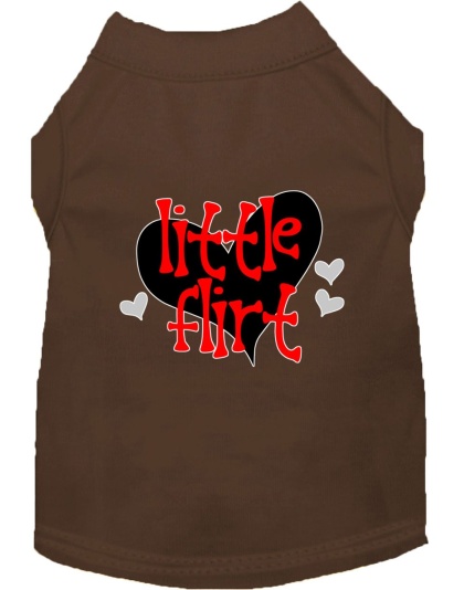 Little Flirt Screen Print Dog Shirt Brown Lg