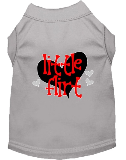 Little Flirt Screen Print Dog Shirt Grey Lg