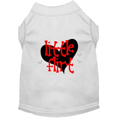 Little Flirt Screen Print Dog Shirt White Lg