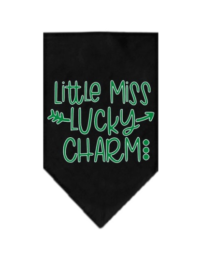 Little Miss Lucky Charm Screen Print Bandana Black Large