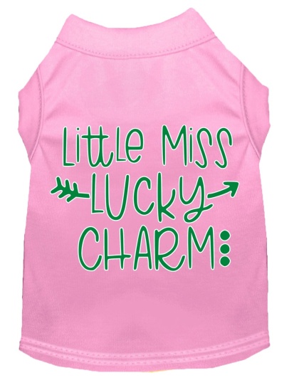 Little Miss Lucky Charm Screen Print Dog Shirt Light Pink Lg