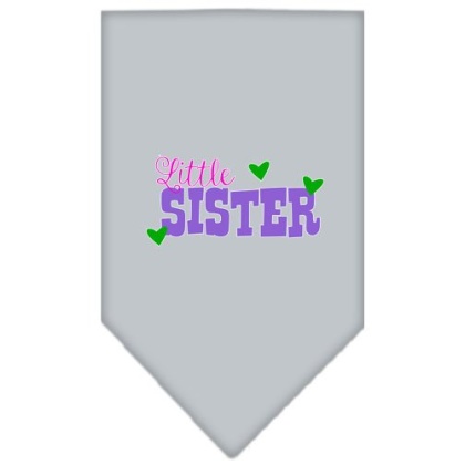 Little Sister Screen Print Bandana Grey Large