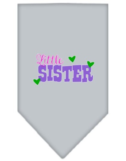 Little Sister Screen Print Bandana Grey Large