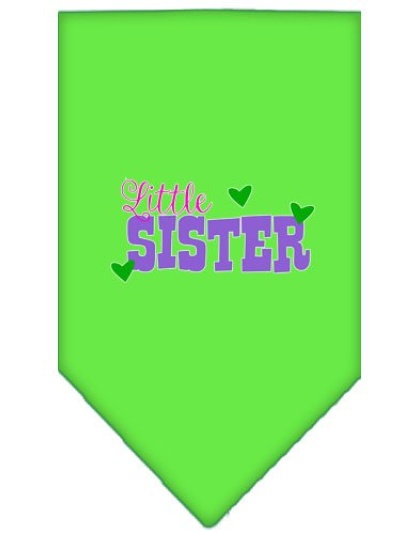 Little Sister Screen Print Bandana Lime Green Large