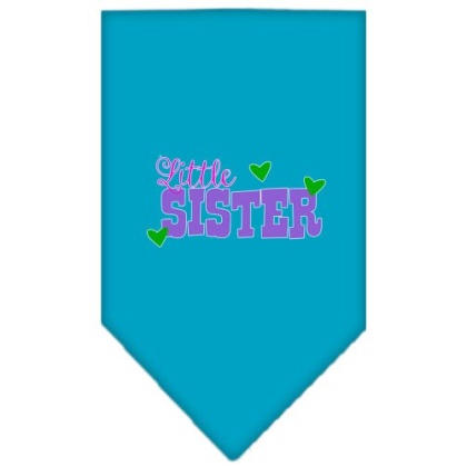 Little Sister Screen Print Bandana Turquoise Large