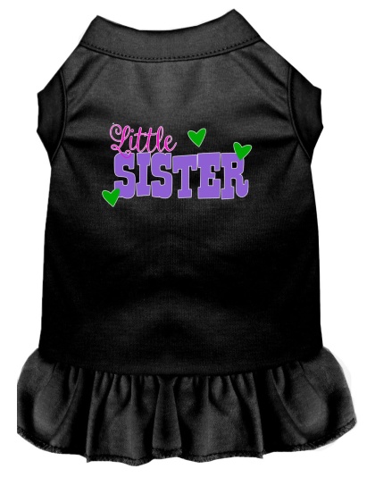 Little Sister Screen Print Dog Dress Black 4X