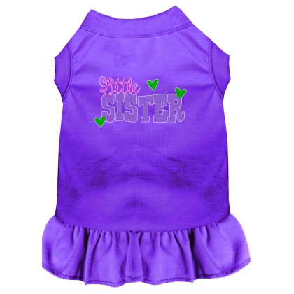 Little Sister Screen Print Dog Dress Purple 4X