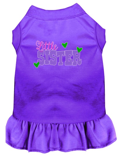 Little Sister Screen Print Dog Dress Purple 4X