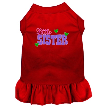 Little Sister Screen Print Dog Dress Red 4X