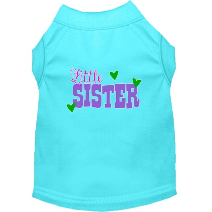 Little Sister Screen Print Dog Shirt Aqua Lg