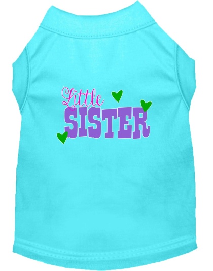 Little Sister Screen Print Dog Shirt Aqua Lg