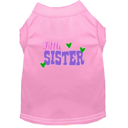 Little Sister Screen Print Dog Shirt Light Pink Lg