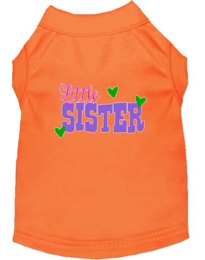 Little Sister Screen Print Dog Shirt Orange Lg