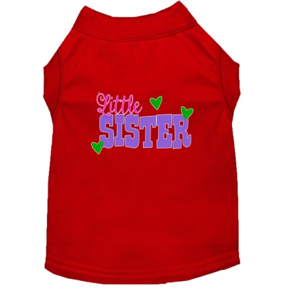 Little Sister Screen Print Dog Shirt Red Lg