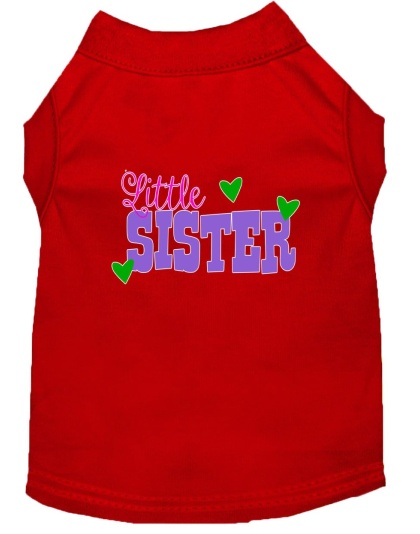 Little Sister Screen Print Dog Shirt Red Lg