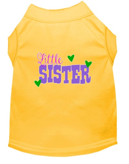 Little Sister Screen Print Dog Shirt Yellow Lg