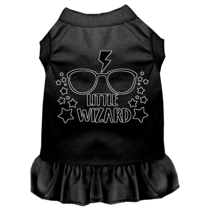 Little Wizard Screen Print Dog Dress Black 4X (22)