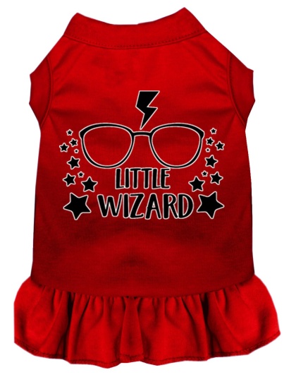 Little Wizard Screen Print Dog Dress Red 4X (22)