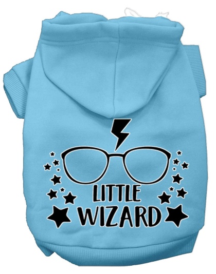 Little Wizard Screen Print Dog Hoodie Baby Blue L