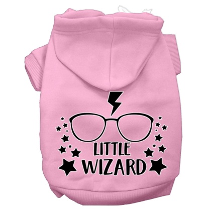 Little Wizard Screen Print Dog Hoodie Light Pink L