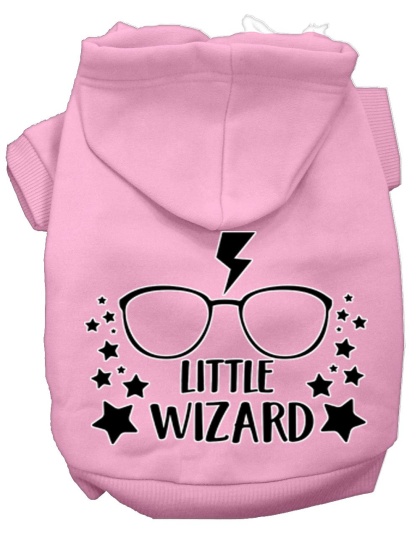 Little Wizard Screen Print Dog Hoodie Light Pink L