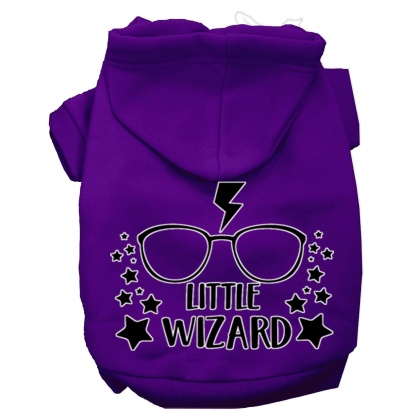 Little Wizard Screen Print Dog Hoodie Purple L