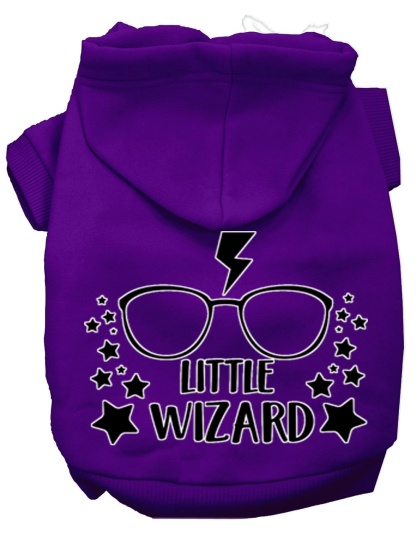 Little Wizard Screen Print Dog Hoodie Purple L