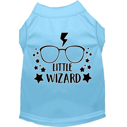 Little Wizard Screen Print Dog Shirt Baby Blue Lg