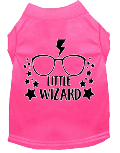 Little Wizard Screen Print Dog Shirt Bright Pink Lg