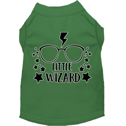 Little Wizard Screen Print Dog Shirt Green Lg