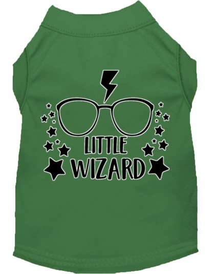 Little Wizard Screen Print Dog Shirt Green Lg