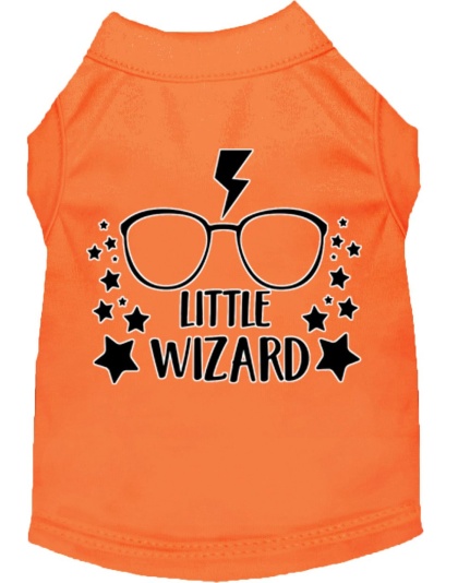 Little Wizard Screen Print Dog Shirt Orange Lg