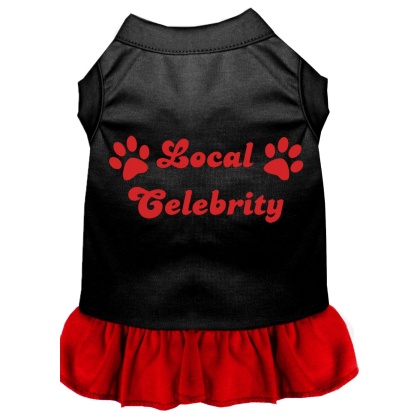 Local Celebrity Screen Print Dress Black with Red Lg