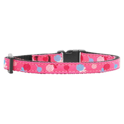 Lollipops Nylon Ribbon Collar Bright Pink Cat Safety