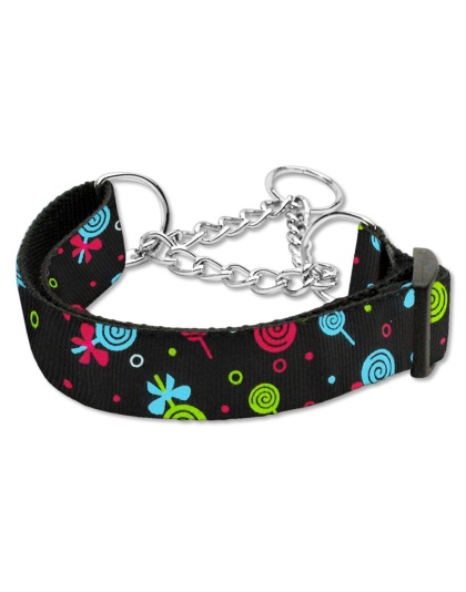 Lollipops Nylon Ribbon Collar Martingale Large Black