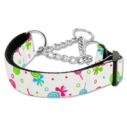 Lollipops Nylon Ribbon Collar Martingale Large White